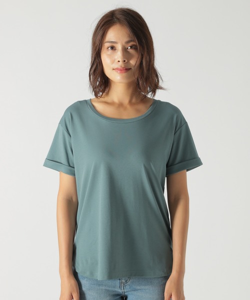 BAYFLOW(ベイフロー)の「シルケットクルーネックシャツ(Tシャツ/カットソー・レディース・ブラック/オフホワイト/ブルー/キャメル・SMALL/MEDIUM)」の9枚目の写真