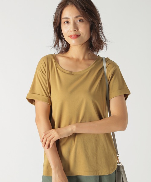 BAYFLOW(ベイフロー)の「シルケットクルーネックシャツ(Tシャツ/カットソー・レディース・ブラック/オフホワイト/ブルー/キャメル・SMALL/MEDIUM)」の5枚目の写真