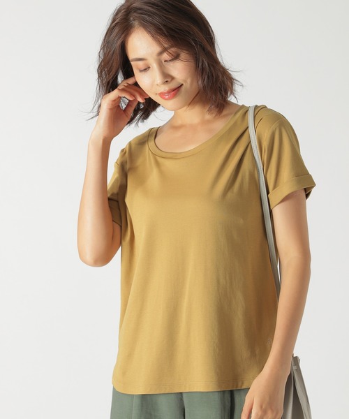 BAYFLOW(ベイフロー)の「シルケットクルーネックシャツ(Tシャツ/カットソー・レディース・ブラック/オフホワイト/ブルー/キャメル・SMALL/MEDIUM)」の6枚目の写真