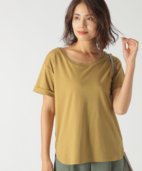 BAYFLOW(ベイフロー)の「シルケットクルーネックシャツ(Tシャツ/カットソー・レディース・ブラック/オフホワイト/ブルー/キャメル・SMALL/MEDIUM)」の7枚目の写真