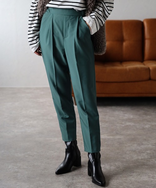 Bonjour Sagan(ボンジュールサガン)の「ウエストゴムテーパードパンツ(スラックス・レディース・ブラウン/ブルー/ブラック/グリーン/パープル/イエロー/グレイッシュベージュ/オレンジ/テラコッタ/ブルーグリーン/キャメル/ネイビー/ブルー系その他/ライトグレー/ダークグリーン/レッド/マスタード・FREE/L)」の7枚目の写真