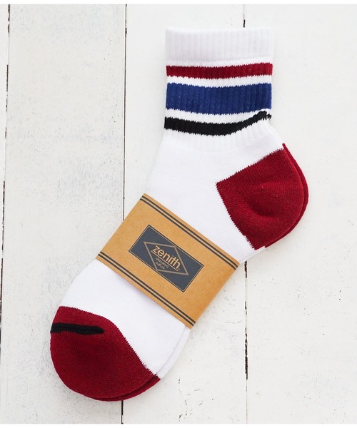 ZENITH(ゼニス)の「ZENITH/NEW LINE CREW SOCKS(ソックス/靴下・メンズ・チャコールグレー/ブラック/レッド/ミント/ブラック系その他/ネイビー/ブルー系その他/オレンジ・FREE)」の1枚目の写真