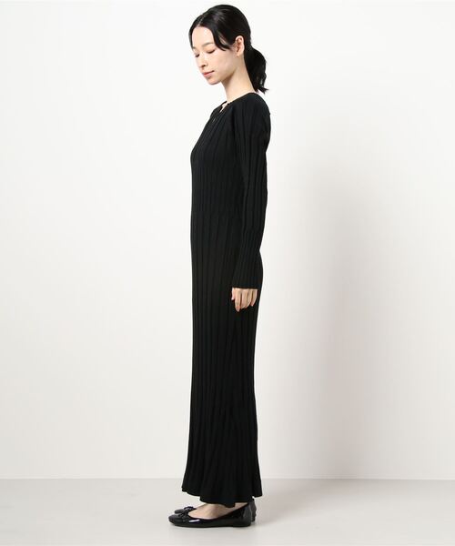 KOBE LETTUCE（コウベレタス）の「キーネックリブニットワンピース（ワンピース・レディース・ブラック/ブラウン/カーキ・FREE）」の4枚目の写真