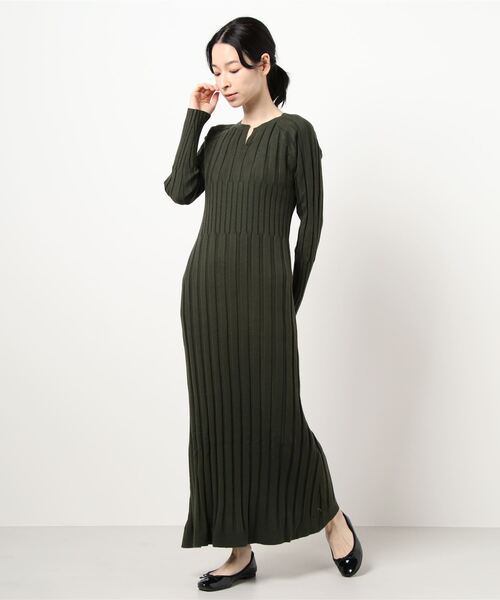 KOBE LETTUCE（コウベレタス）の「キーネックリブニットワンピース（ワンピース・レディース・ブラック/ブラウン/カーキ・FREE）」の10枚目の写真
