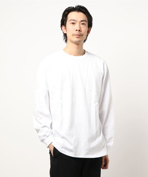 B.I.D.（ビーアイディー）の「ツートンロングスリーブドロップカットソー（Tシャツ/カットソー・メンズ・ホワイト/ベージュ/ブラック系その他/グレイッシュブルー/ブラック系その他2・MEDIUM/LARGE）」の2枚目の写真