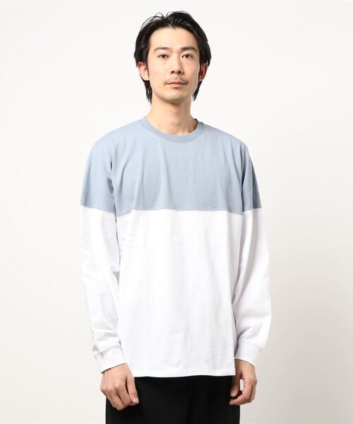 B.I.D.（ビーアイディー）の「ツートンロングスリーブドロップカットソー（Tシャツ/カットソー・メンズ・ホワイト/ベージュ/ブラック系その他/グレイッシュブルー/ブラック系その他2・MEDIUM/LARGE）」の5枚目の写真