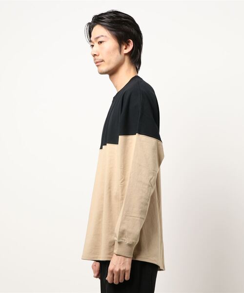 B.I.D.（ビーアイディー）の「ツートンロングスリーブドロップカットソー（Tシャツ/カットソー・メンズ・ホワイト/ベージュ/ブラック系その他/グレイッシュブルー/ブラック系その他2・MEDIUM/LARGE）」の6枚目の写真