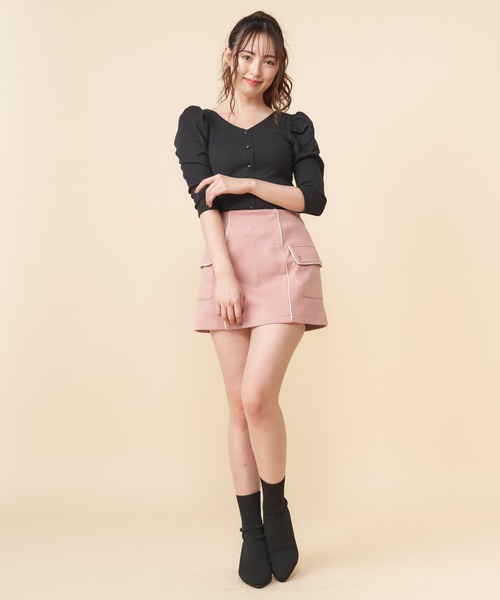 MIIA(ミーア)の「2wayパワーショルダートップス(Tシャツ/カットソー・レディース・ブラック/ベージュ/オフホワイト/ピンク・FREE)」の7枚目の写真