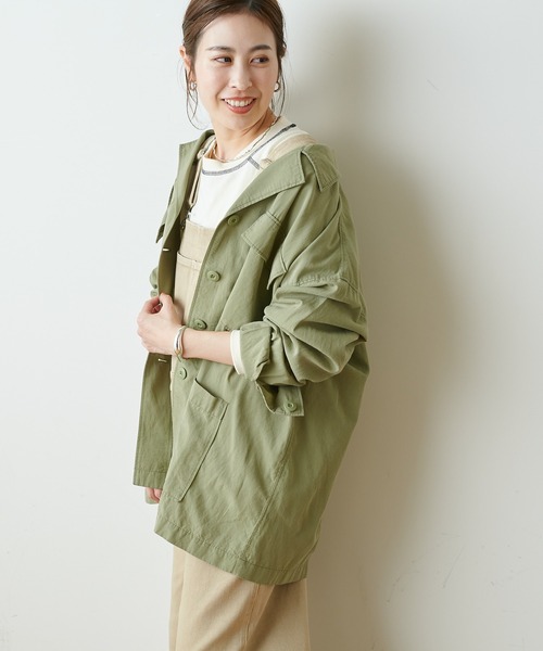 CIAOPANIC TYPY(チャオパニックティピー)の「光沢リネンBIGシャツジャケット(シャツ/ブラウス・レディース・ブルー/チャコールグレー/カーキ・ONE SIZE)」の6枚目の写真