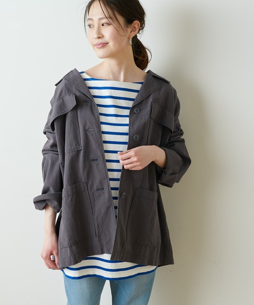 CIAOPANIC TYPY(チャオパニックティピー)の「光沢リネンBIGシャツジャケット(シャツ/ブラウス・レディース・ブルー/チャコールグレー/カーキ・ONE SIZE)」の22枚目の写真