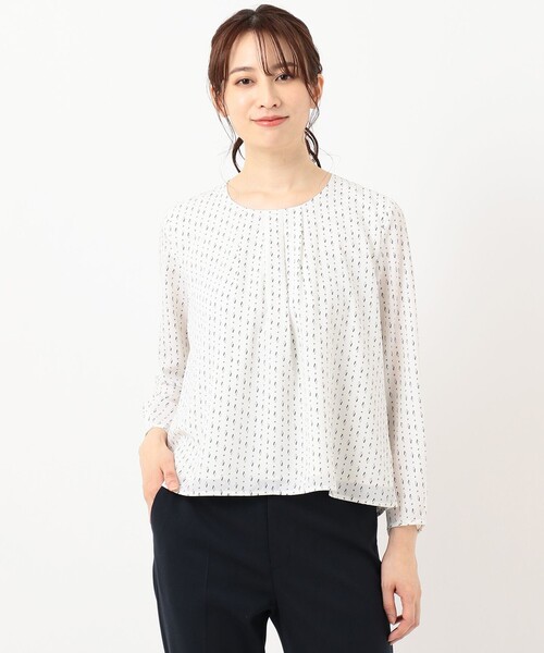 J.PRESS Ladies(J.プレス レディス)の「【洗える】幾何プリント ツインセット(アンサンブル・レディース・ライトオレンジ系/ライトグレー系/サックスブルー系/ライトグリーン系・SMALL)」の8枚目の写真