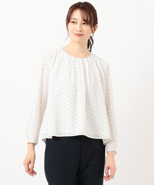 J.PRESS Ladies(J.プレス レディス)の「【洗える】幾何プリント ツインセット(アンサンブル・レディース・ライトオレンジ系/ライトグレー系/サックスブルー系/ライトグリーン系・SMALL)」の9枚目の写真