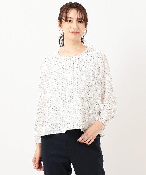 J.PRESS Ladies(J.プレス レディス)の「【洗える】幾何プリント ツインセット(アンサンブル・レディース・ライトオレンジ系/ライトグレー系/サックスブルー系/ライトグリーン系・SMALL)」の10枚目の写真