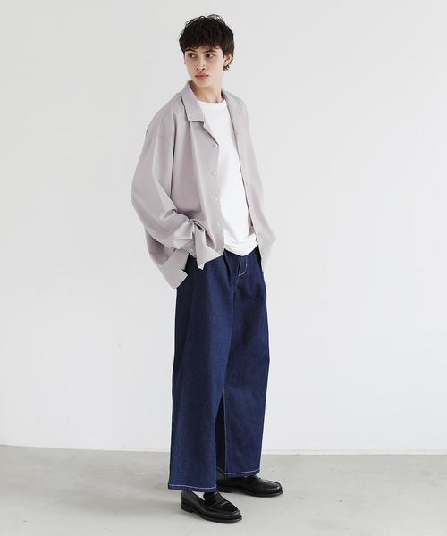 LILL(リル)の「ハイウエストディープタックワイドデニムパンツ(デニムパンツ・メンズ・ブラック/インディゴブルー/ワンウォッシュ・S/M/L)」の9枚目の写真