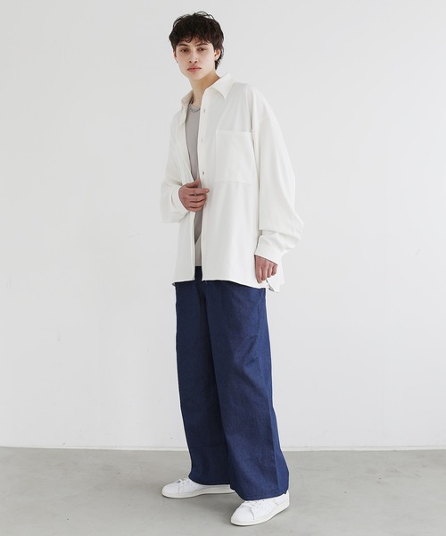 LILL(リル)の「ハイウエストディープタックワイドデニムパンツ(デニムパンツ・メンズ・ブラック/インディゴブルー/ワンウォッシュ・S/M/L)」の11枚目の写真