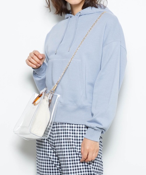 WEGO（ウィゴー）の「WEGO/カラードロップショルダーパーカー（スウェット・レディース・スミクロ/ホワイト/サックスブルー/パープル・MEDIUM/SMALL）」の4枚目の写真