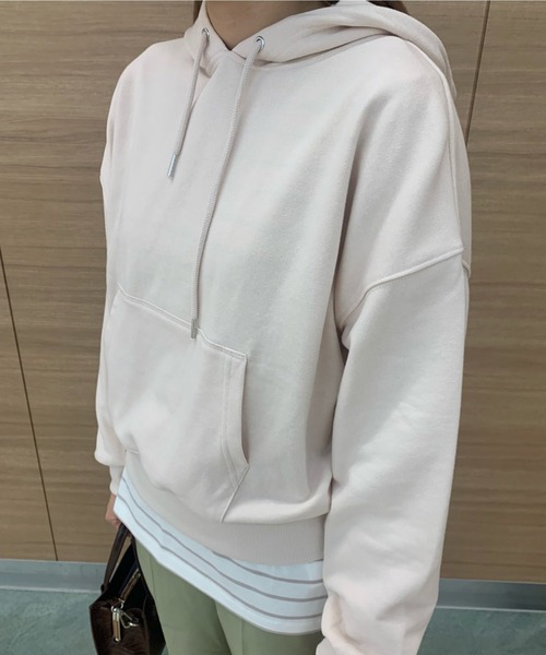 WEGO（ウィゴー）の「WEGO/カラードロップショルダーパーカー（スウェット・レディース・スミクロ/ホワイト/サックスブルー/パープル・MEDIUM/SMALL）」の18枚目の写真