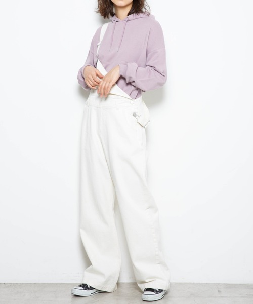 WEGO（ウィゴー）の「WEGO/カラードロップショルダーパーカー（スウェット・レディース・スミクロ/ホワイト/サックスブルー/パープル・MEDIUM/SMALL）」の15枚目の写真