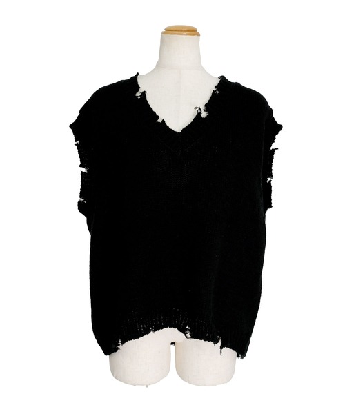 ＡＮＤＪ（アンドジェイ）の「【ANDJ MADE】ダメージデザインニットベスト（ベスト・レディース・オフホワイト/グレー/ベージュ/ブラック・M）」の17枚目の写真