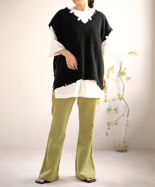 ＡＮＤＪ（アンドジェイ）の「【ANDJ MADE】ダメージデザインニットベスト（ベスト・レディース・オフホワイト/グレー/ベージュ/ブラック・M）」の11枚目の写真