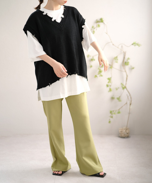 ＡＮＤＪ（アンドジェイ）の「【ANDJ MADE】ダメージデザインニットベスト（ベスト・レディース・オフホワイト/グレー/ベージュ/ブラック・M）」の8枚目の写真