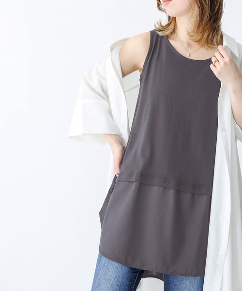 n'OrLABEL(ノアールレーベル)の「【機能素材】『レイヤードタンクトップ』(タンクトップ・レディース・カーキ/ブラック/グレー/オフホワイト・2/1)」の3枚目の写真