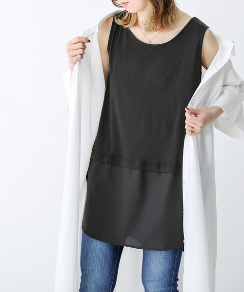 n'OrLABEL(ノアールレーベル)の「【機能素材】『レイヤードタンクトップ』(タンクトップ・レディース・カーキ/ブラック/グレー/オフホワイト・2/1)」の1枚目の写真