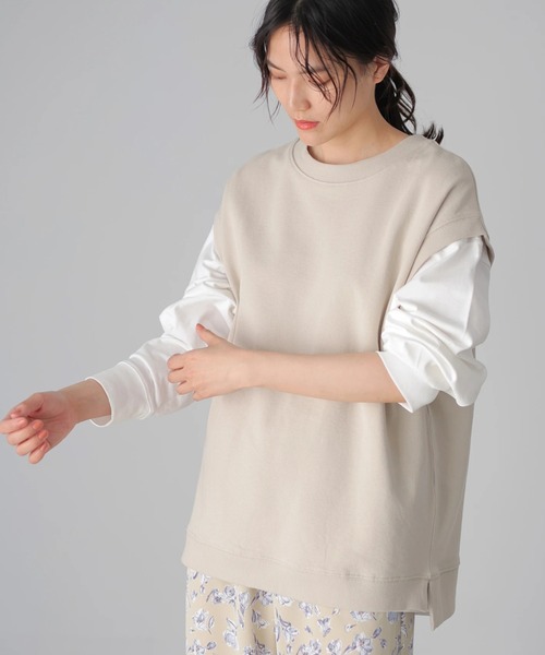 AMERICAN HOLIC（アメリカンホリック）の「クルーネック裏毛ベスト　＊（ベスト・レディース・ライトグレー/オフホワイト/ベージュ・FREE）」の3枚目の写真