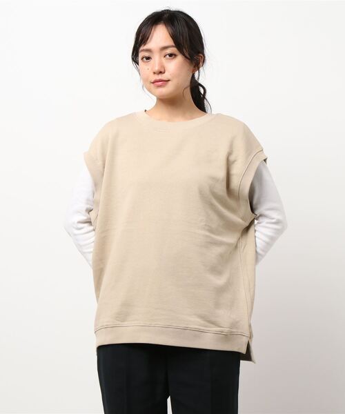 AMERICAN HOLIC（アメリカンホリック）の「クルーネック裏毛ベスト　＊（ベスト・レディース・ライトグレー/オフホワイト/ベージュ・FREE）」の6枚目の写真