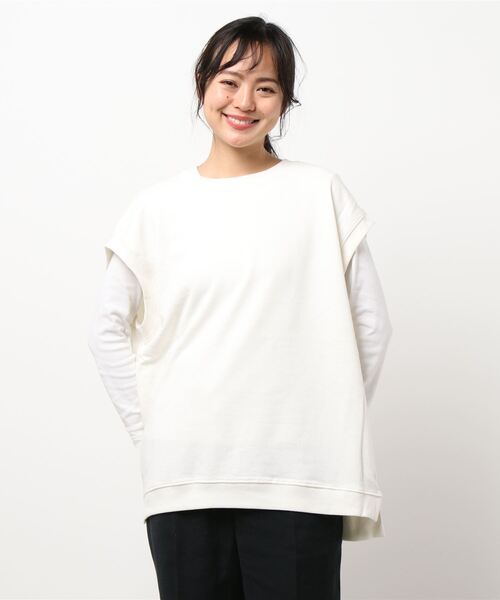 AMERICAN HOLIC（アメリカンホリック）の「クルーネック裏毛ベスト　＊（ベスト・レディース・ライトグレー/オフホワイト/ベージュ・FREE）」の5枚目の写真