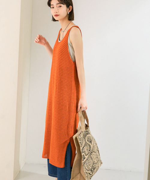 KBF（ケイビーエフ）の「ノースリーブニットワンピース（ワンピース・レディース・ライトベージュ/オレンジ/ライトカーキ・ONE）」の11枚目の写真