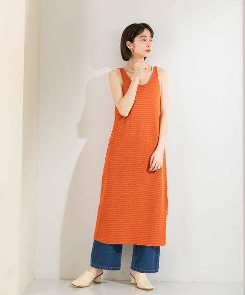 KBF（ケイビーエフ）の「ノースリーブニットワンピース（ワンピース・レディース・ライトベージュ/オレンジ/ライトカーキ・ONE）」の12枚目の写真