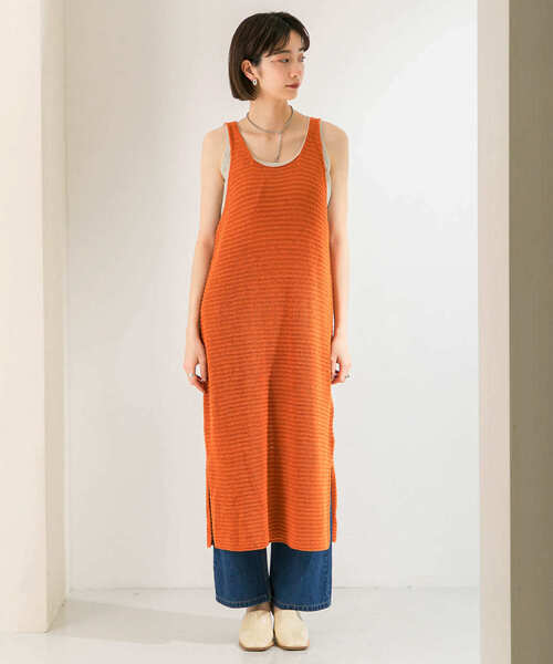 KBF（ケイビーエフ）の「ノースリーブニットワンピース（ワンピース・レディース・ライトベージュ/オレンジ/ライトカーキ・ONE）」の13枚目の写真