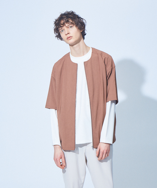 MYSELF ABAHOUSE（マイセルフアバハウス）の「【MYSELF ABAHOUSE】POLYTOROTEX ジップシャツ（シャツ/ブラウス・メンズ・ライトブラウン/ベージュ/グレー/ブラック・48/46）」の10枚目の写真