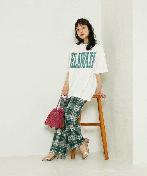 FREAK'S STORE(フリークスストア)の「レトロチェックイージーパンツ(スラックス・レディース・グリーン/オレンジ・フリ-)」の12枚目の写真