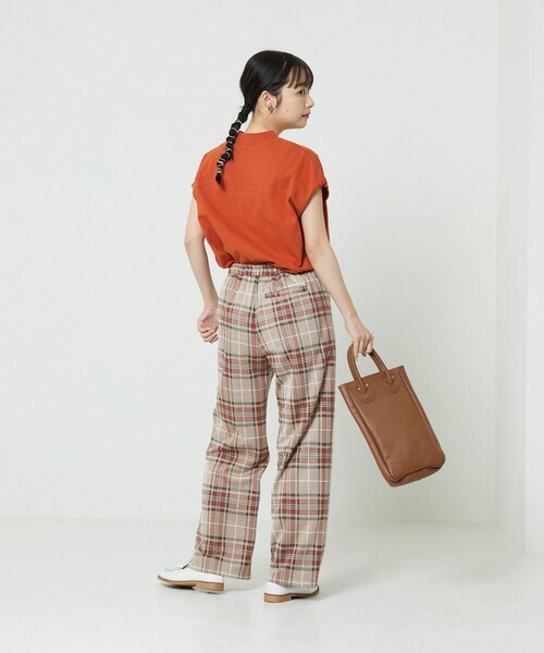 FREAK'S STORE(フリークスストア)の「レトロチェックイージーパンツ(スラックス・レディース・グリーン/オレンジ・フリ-)」の14枚目の写真