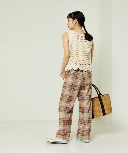 FREAK'S STORE(フリークスストア)の「レトロチェックイージーパンツ(スラックス・レディース・グリーン/オレンジ・フリ-)」の18枚目の写真