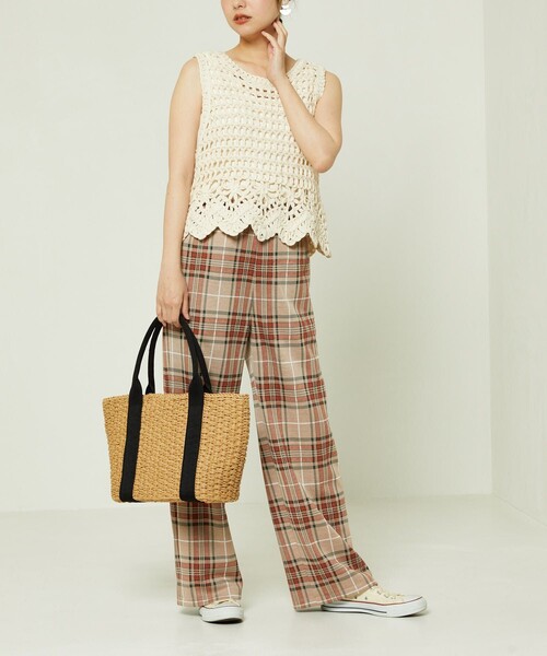 FREAK'S STORE(フリークスストア)の「レトロチェックイージーパンツ(スラックス・レディース・グリーン/オレンジ・フリ-)」の15枚目の写真