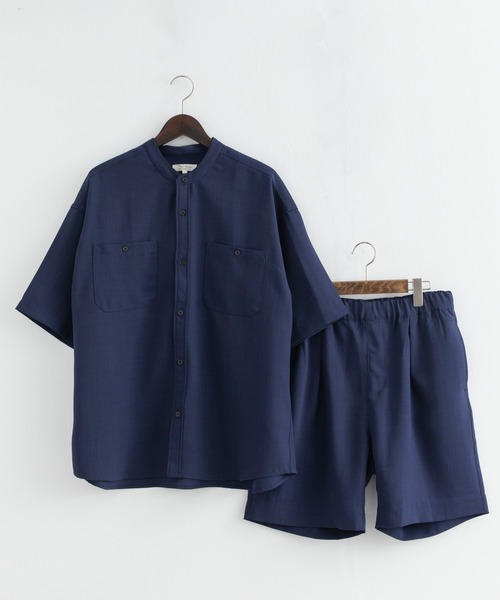 Ressaca（レサーカ）の「セットアップ テックリネン オーバーサイズ半袖バンドシャツ&バルーンショートパンツ（セットアップ・メンズ・ホワイト/ブラック/ベージュ/ネイビー/グレー/オリーブ/グレイッシュブルー/パープル系・M/L）」の7枚目の写真