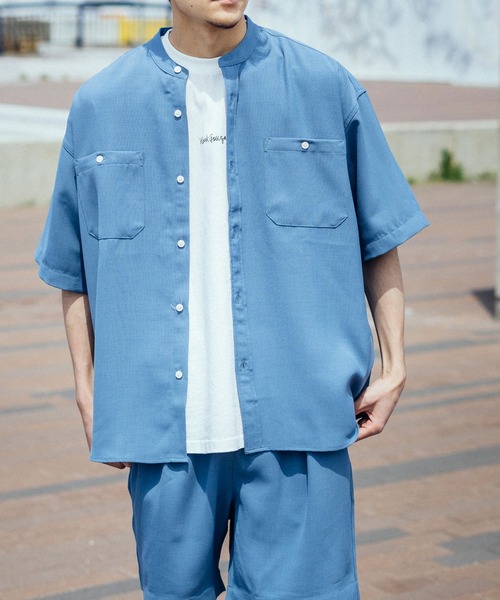 Ressaca（レサーカ）の「セットアップ テックリネン オーバーサイズ半袖バンドシャツ&バルーンショートパンツ（セットアップ・メンズ・ホワイト/ブラック/ベージュ/ネイビー/グレー/オリーブ/グレイッシュブルー/パープル系・M/L）」の8枚目の写真