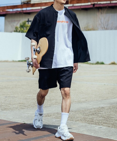 Ressaca（レサーカ）の「セットアップ テックリネン オーバーサイズ半袖バンドシャツ&バルーンショートパンツ（セットアップ・メンズ・ホワイト/ブラック/ベージュ/ネイビー/グレー/オリーブ/グレイッシュブルー/パープル系・M/L）」の16枚目の写真