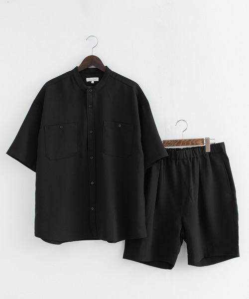 Ressaca（レサーカ）の「セットアップ テックリネン オーバーサイズ半袖バンドシャツ&バルーンショートパンツ（セットアップ・メンズ・ホワイト/ブラック/ベージュ/ネイビー/グレー/オリーブ/グレイッシュブルー/パープル系・M/L）」の10枚目の写真