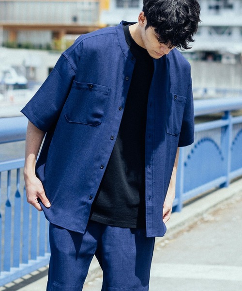 Ressaca（レサーカ）の「セットアップ テックリネン オーバーサイズ半袖バンドシャツ&バルーンショートパンツ（セットアップ・メンズ・ホワイト/ブラック/ベージュ/ネイビー/グレー/オリーブ/グレイッシュブルー/パープル系・M/L）」の17枚目の写真