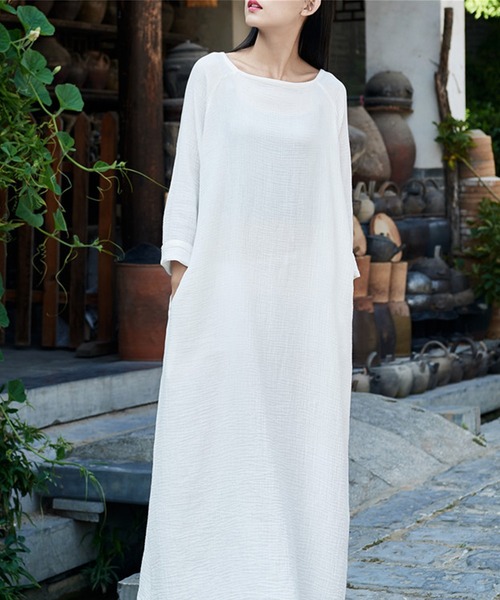 ワンピース ワンピース ドレス綿麻ワンピース ワンピース Aimoha アイモハ のファッション