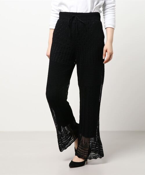 STYLEBLOCK(スタイルブロック)の「かぎ針風ニットパンツ(その他パンツ・レディース・グレイッシュベージュ/ブラウン系その他/ブラック/ホワイト系その他・M)」の3枚目の写真