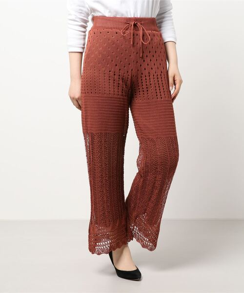 STYLEBLOCK(スタイルブロック)の「かぎ針風ニットパンツ(その他パンツ・レディース・グレイッシュベージュ/ブラウン系その他/ブラック/ホワイト系その他・M)」の7枚目の写真