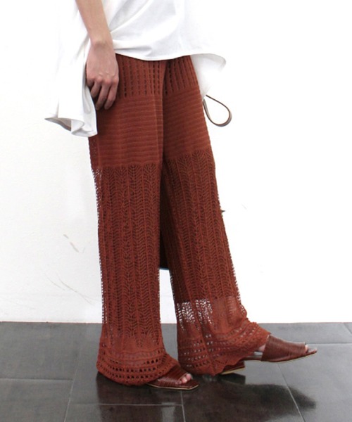 STYLEBLOCK(スタイルブロック)の「かぎ針風ニットパンツ(その他パンツ・レディース・グレイッシュベージュ/ブラウン系その他/ブラック/ホワイト系その他・M)」の8枚目の写真