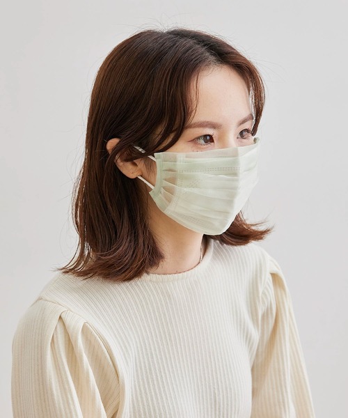 ROPE' PICNIC(ロペピクニック)の「【WEAR MASK】きせかえマスク オーガンジープリーツマスクカバー(マスク・レディース・グリーン系その他/ダークラベンダー/ブラウン系その他3・FREE)」の2枚目の写真