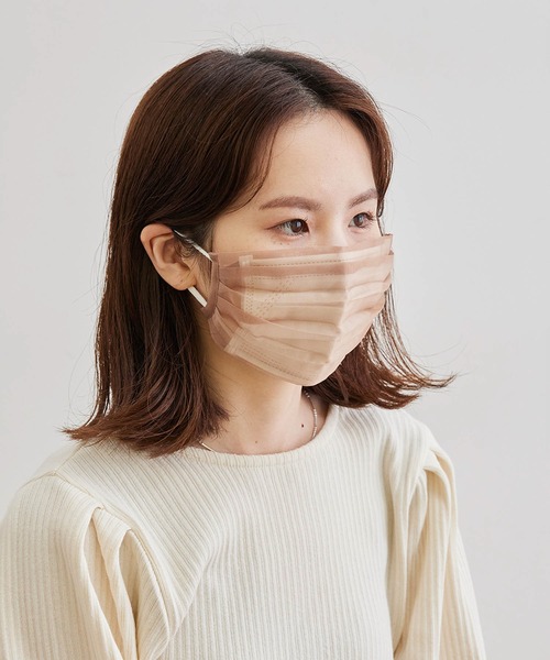 ROPE' PICNIC(ロペピクニック)の「【WEAR MASK】きせかえマスク オーガンジープリーツマスクカバー(マスク・レディース・グリーン系その他/ダークラベンダー/ブラウン系その他3・FREE)」の1枚目の写真