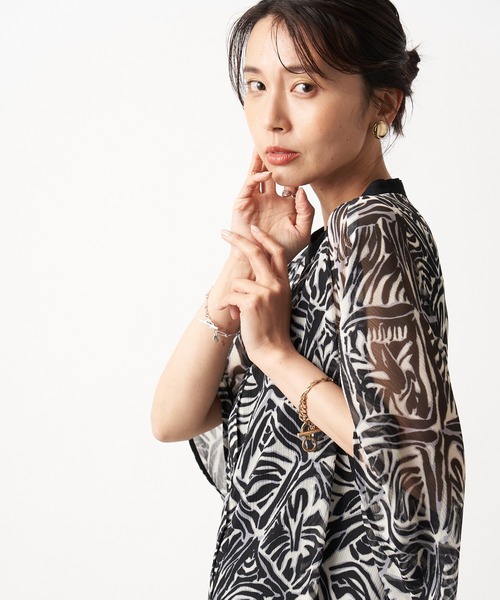 RIVE DROITE（リヴドロワ）の「モロッカンプリントシアーワンピース（ワンピース・レディース・ブラック/ブラウン・FREE）」の3枚目の写真